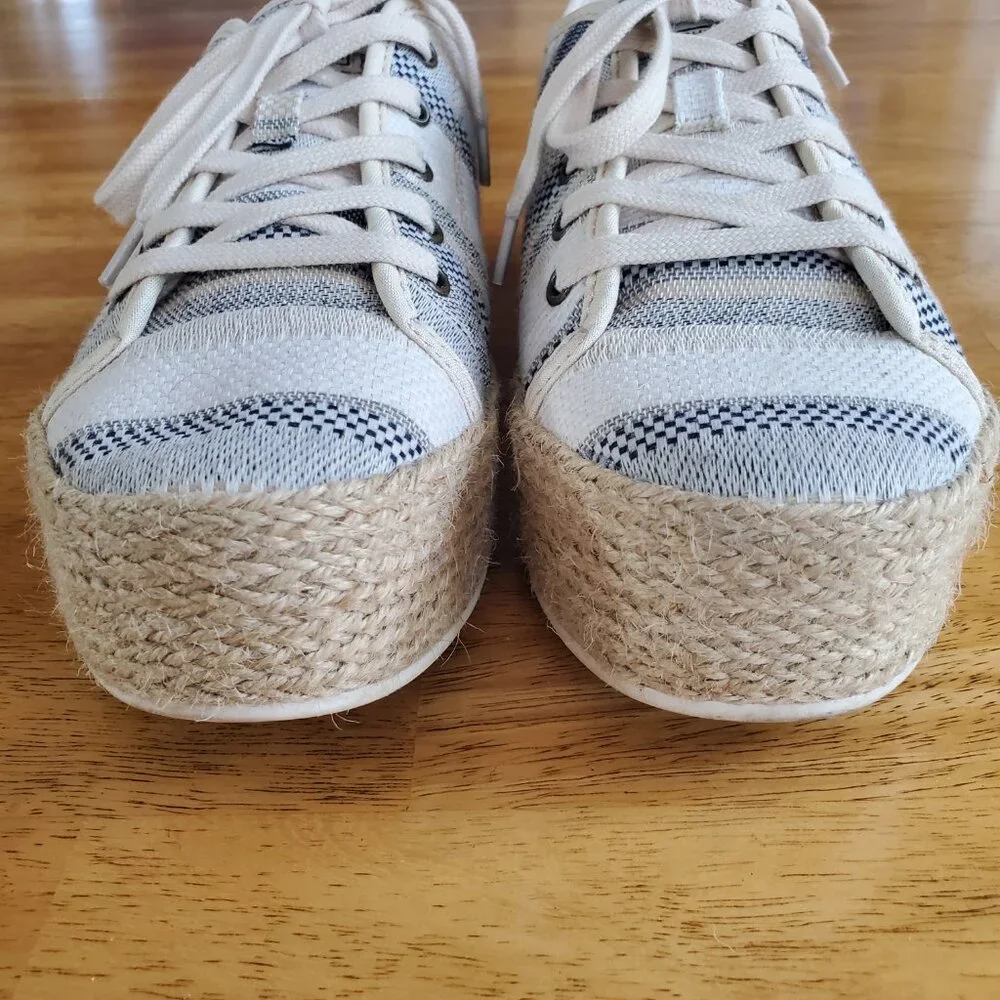 BOBS from Skechers Cream and Navy Espadrille Platform Sneakers